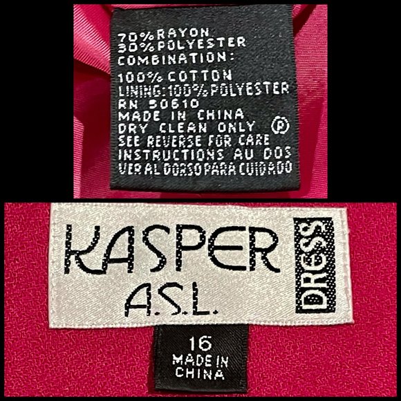 ⭐️HP⭐VTG▪️KASPER▪️Magenta Pink & Black Velvet Bead & Sequin Collar Evening Dress - Picture 6 of 7